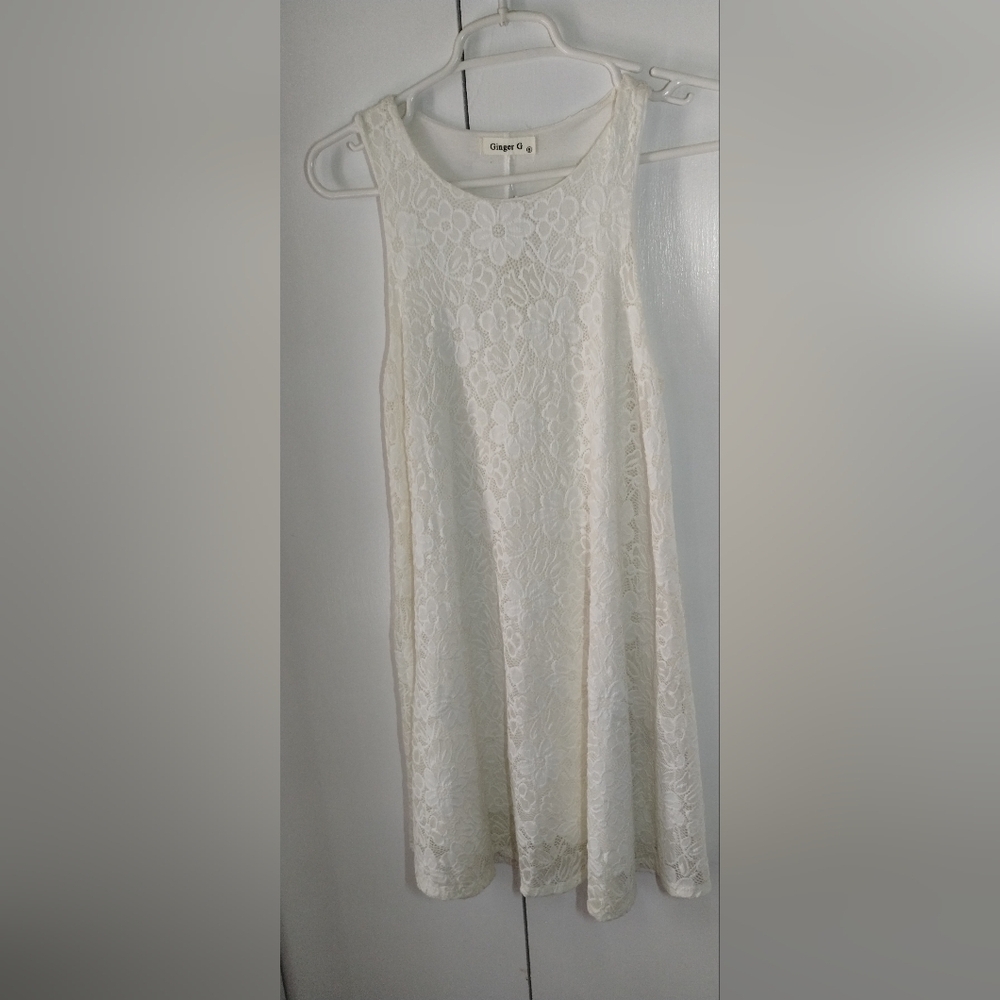Ginger G. Beige Sleeveless Lace Dress Size (S)